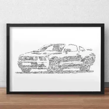 DrawInside Mustang cinquième génération affiche A4 détails V8