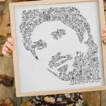 DrawInside Patrick Fiori affiche 20x20 cm chanteur