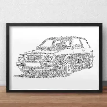 DrawInside VW Golf Mk2 affiche A4 21x30 cm GTI