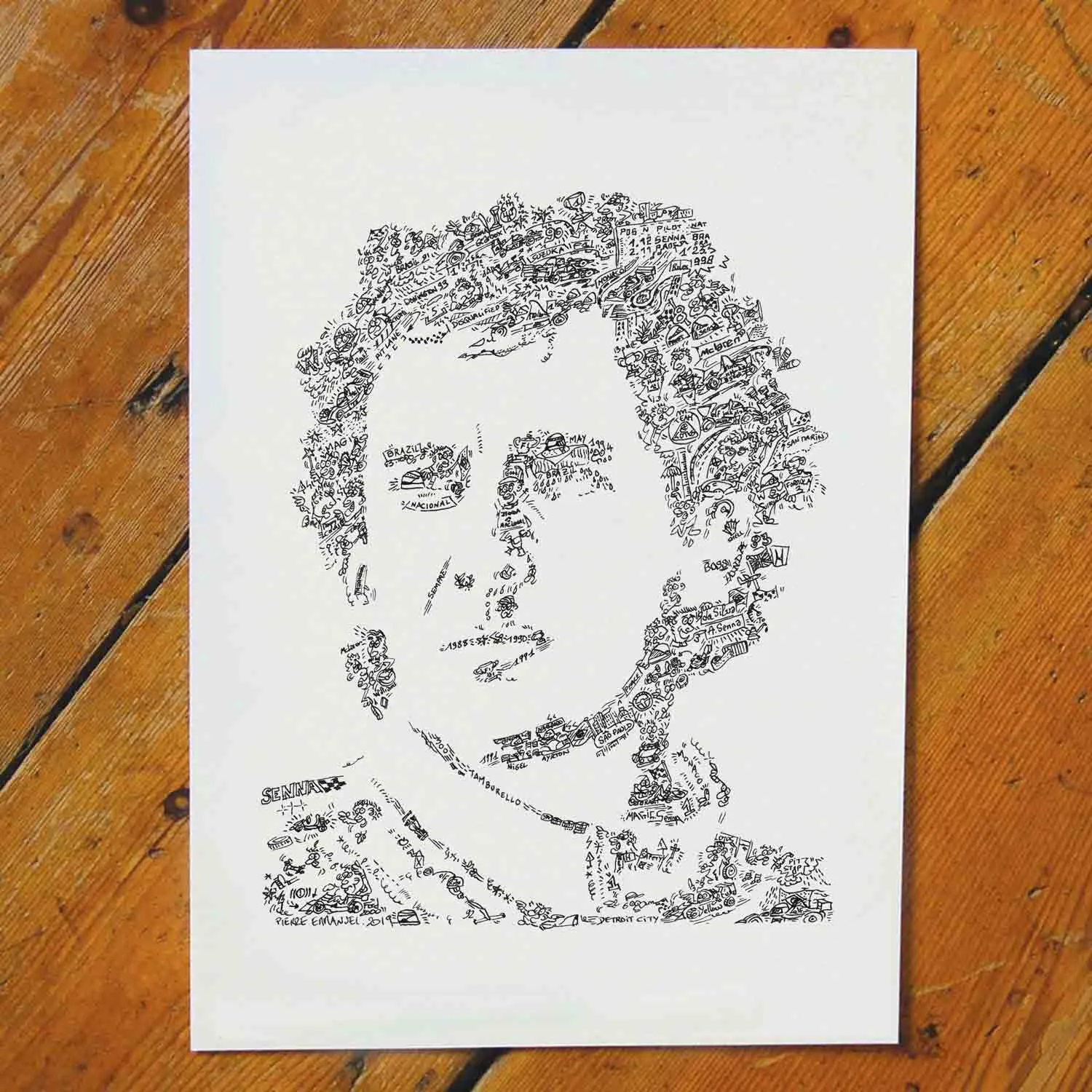 DrawInside Ayrton Senna affiche A4 21x30 cm Formule 1