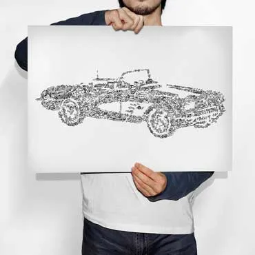 DrawInside Corvette C1 affiche A4 21x30 cm voiture