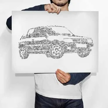DrawInside Peugeot 205 affiche A4 21x30 cm voiture GTi