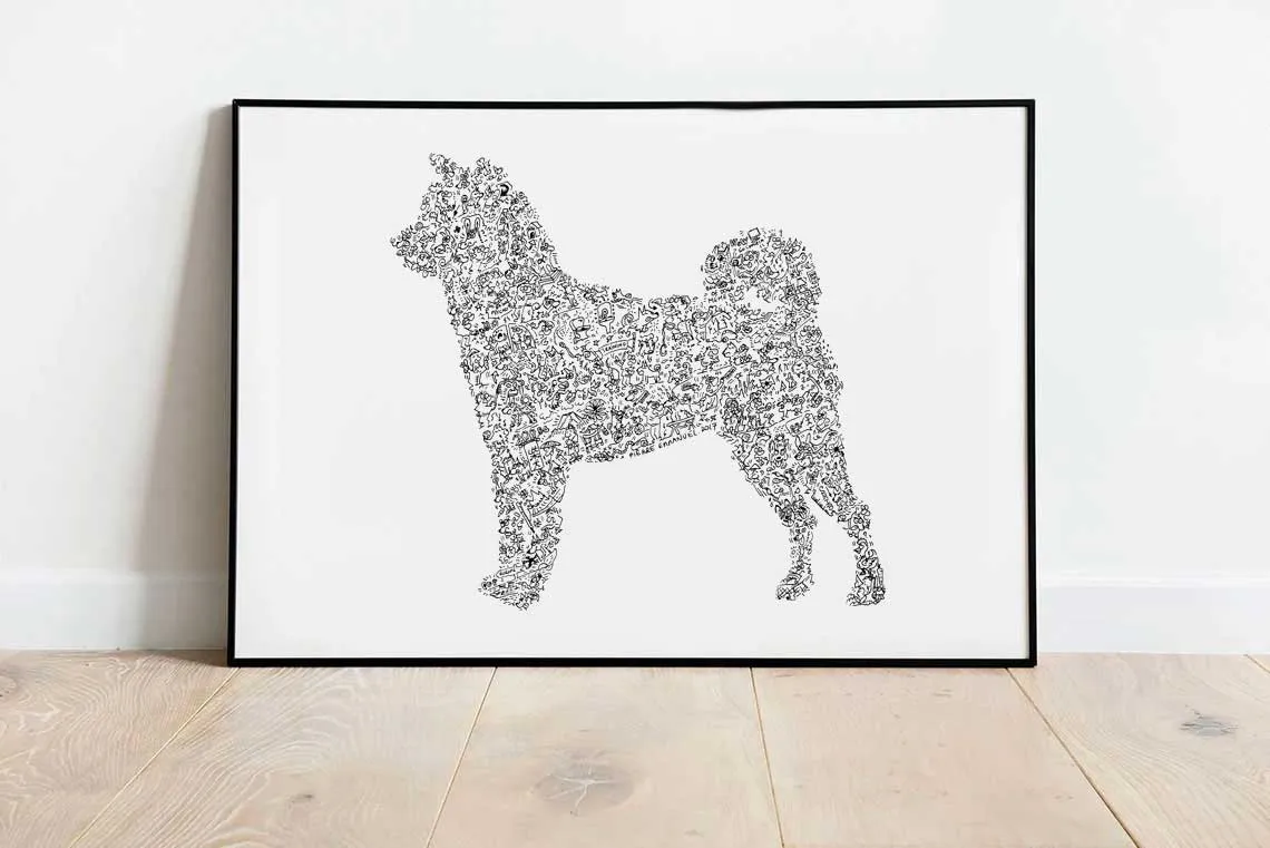 DrawInside Shiba Inu affiche A4 21x30 cm signée