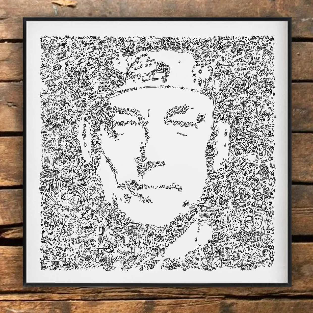 DrawInside Neil Peart Rush affiche 30x30 cm portrait batteur