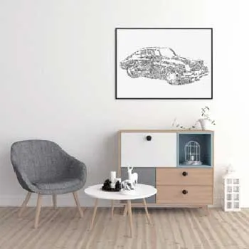 DrawInside Porsche 911-901 affiche A4 21x30 cm papier mat