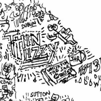 DrawInside Phil Lynott affiche A4 Thin Lizzy rock