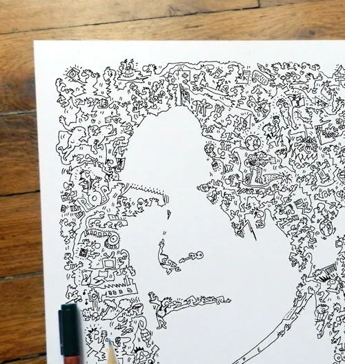 DrawInside David Bowie affiche rock carrée papier mat