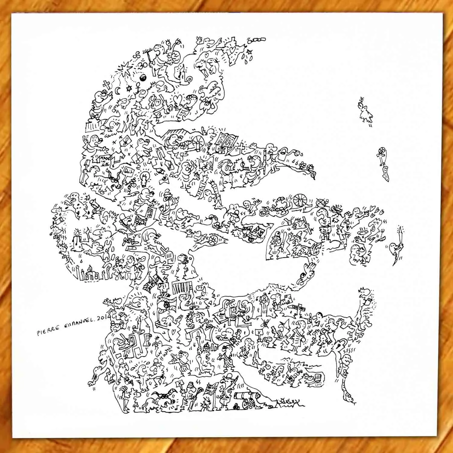 DrawInside Gandhi affiche 20x20 cm portrait histoire