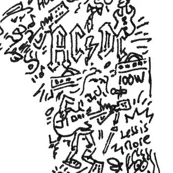 DrawInside Malcolm Young affiche A4 21x30 cm AC DC