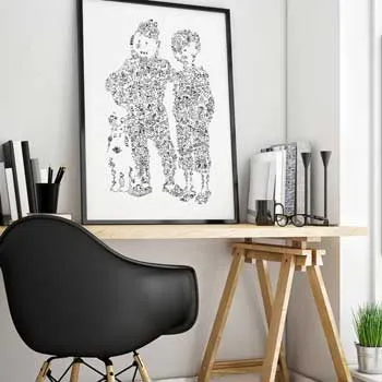 DrawInside Tintin et Tchang affiche A4 21x30 cm encre