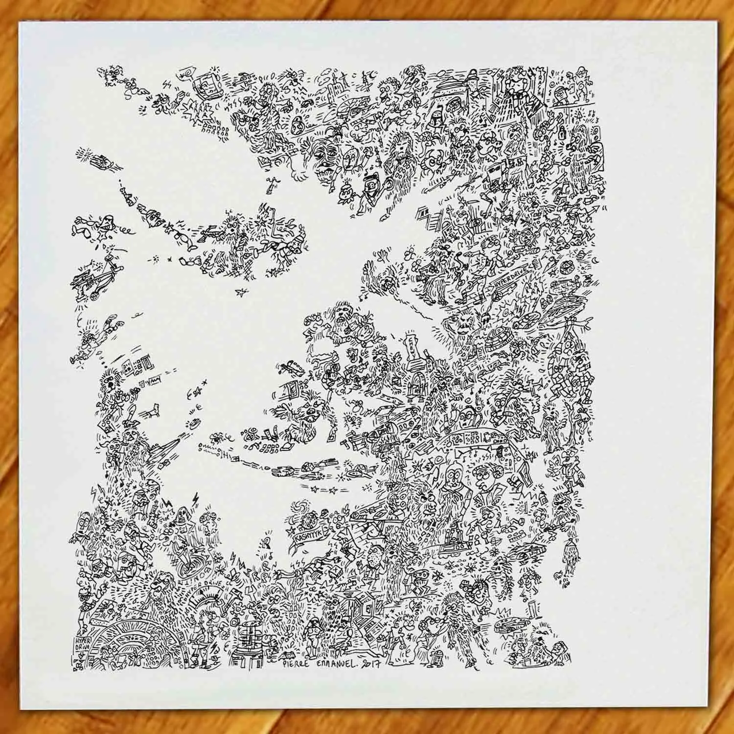 DrawInside Chewbacca affiche 20 x 20 cm papier mat