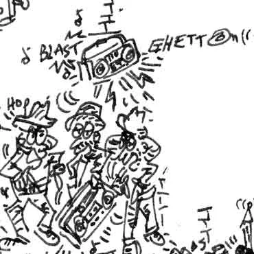 DrawInside Ghetto Blaster affiche A3 papier mat
