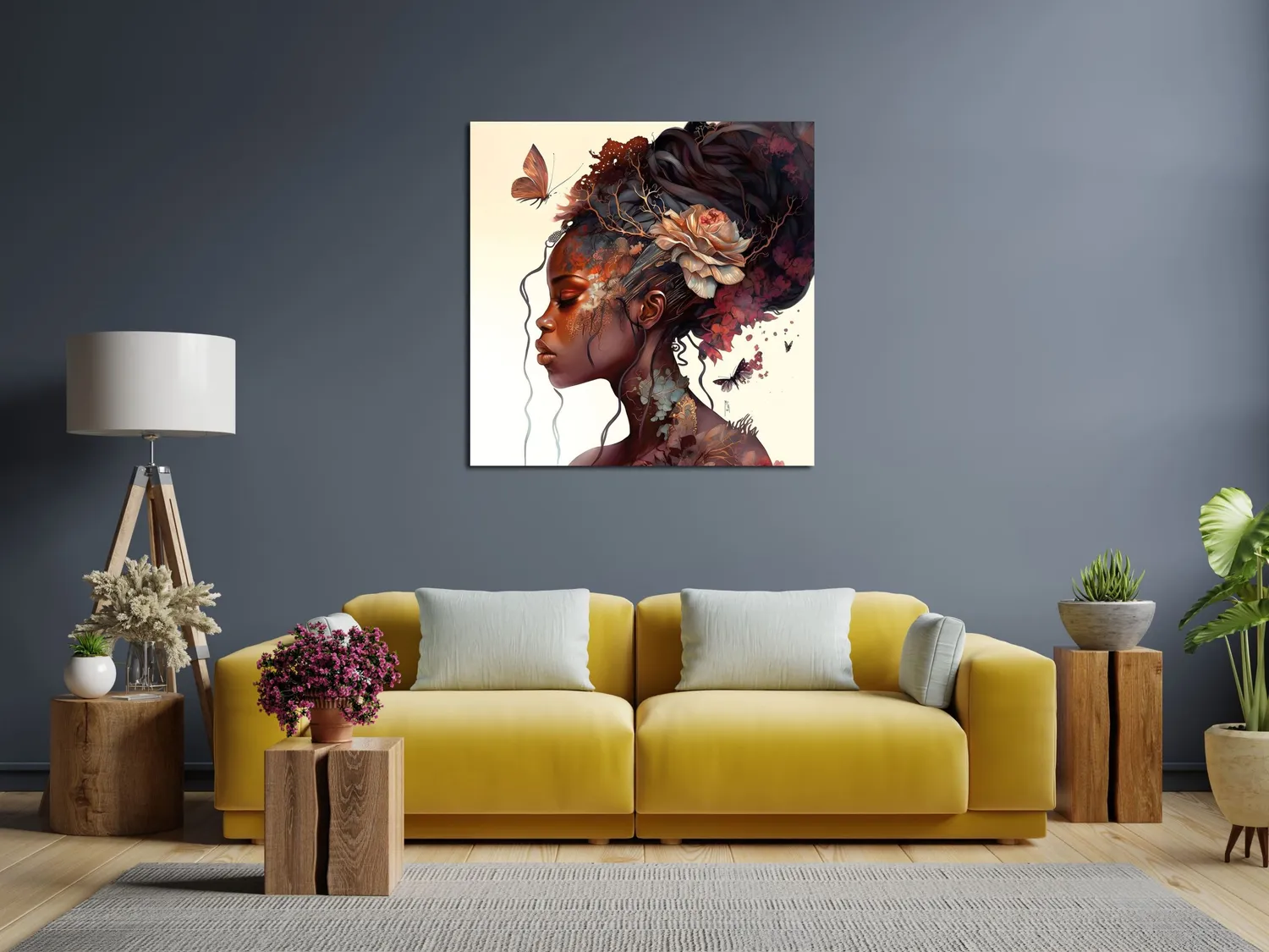 Lacorne Decoration CH-02 Fleur Africaine tableau 80x80 prénom