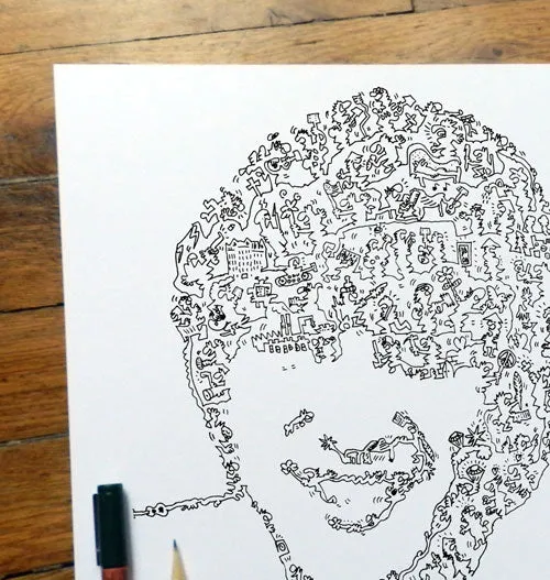 DrawInside John Lennon - the Beatles affiche 20x20 cm rock