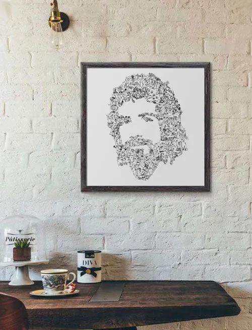 DrawInside Cat Stevens affiche 20x20 cm portrait folk