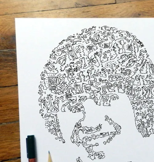 DrawInside George Harrison Beatles affiche 30x30 cm mat