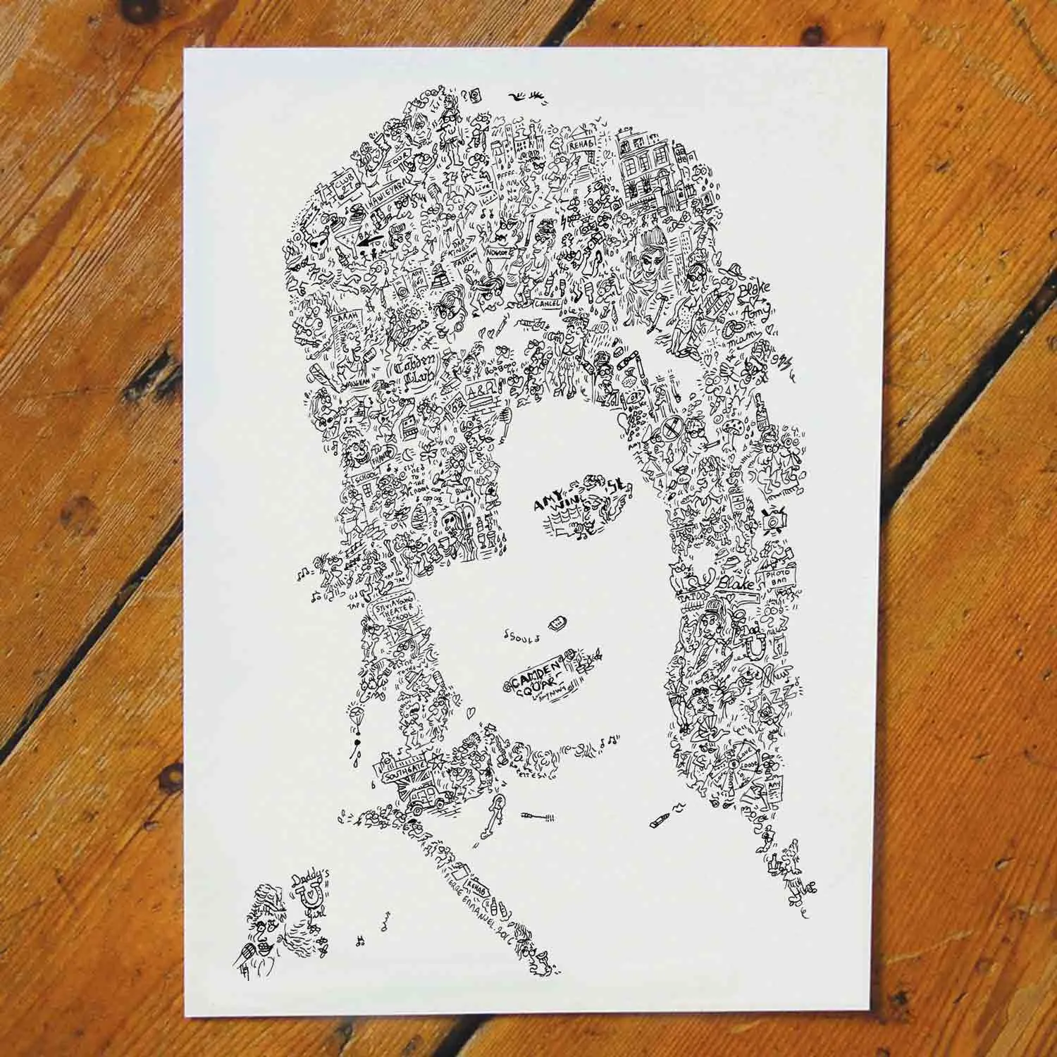 DrawInside Amy Winehouse affiche A4 21x30 cm jazz Camden