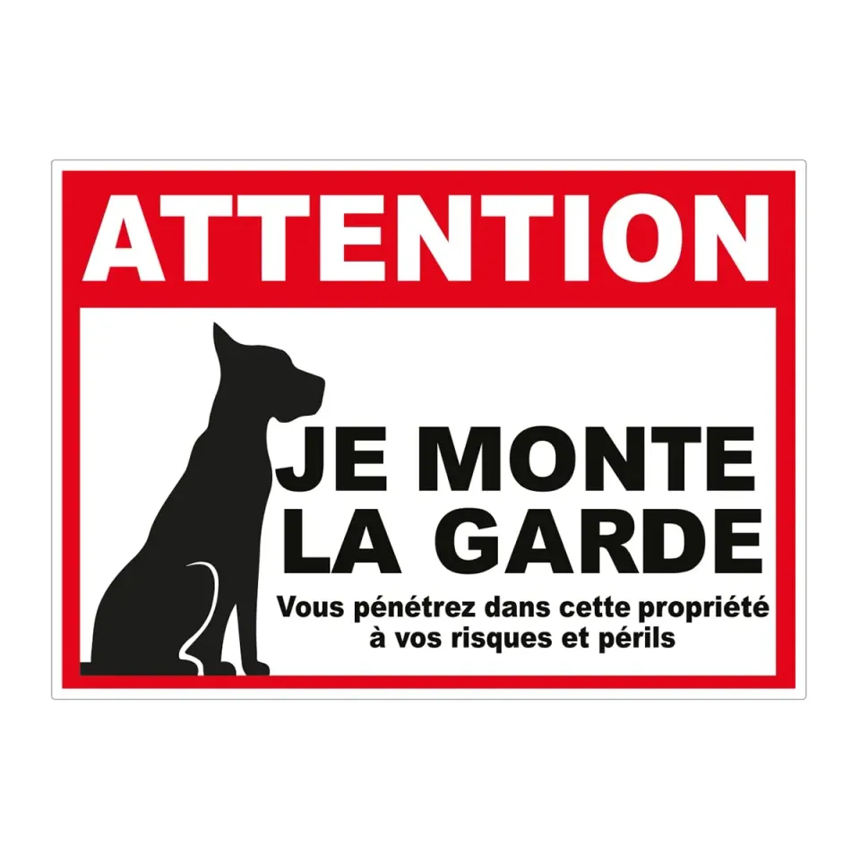 Ambiance-Sticker Je monte la garde autocollant 15x21 cm chien
