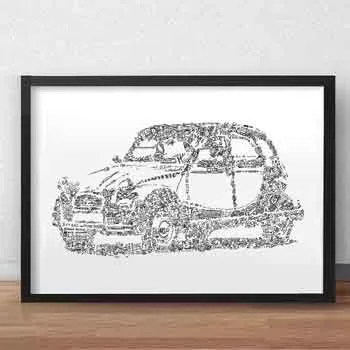 DrawInside Citroën 2CV Charleston affiche A4 21x30 cm bicolore
