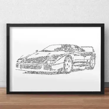 DrawInside Ferrari F40 affiche A4 21x30 cm garage signée