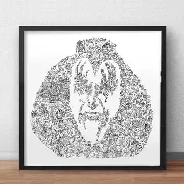 DrawInside Gene Simmons KISS Demon affiche 20x20 cm signée