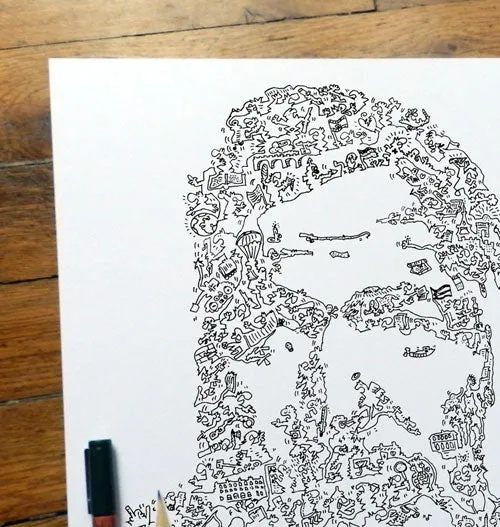 DrawInside Ernest Hemingway affiche 20x20 cm écrivain