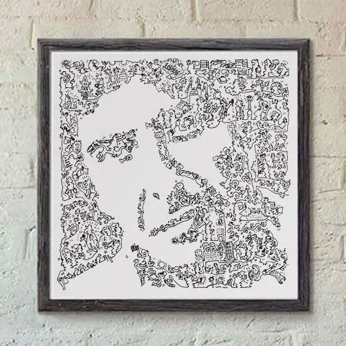 DrawInside Leonard Cohen affiche 30x30 cm papier mat signée