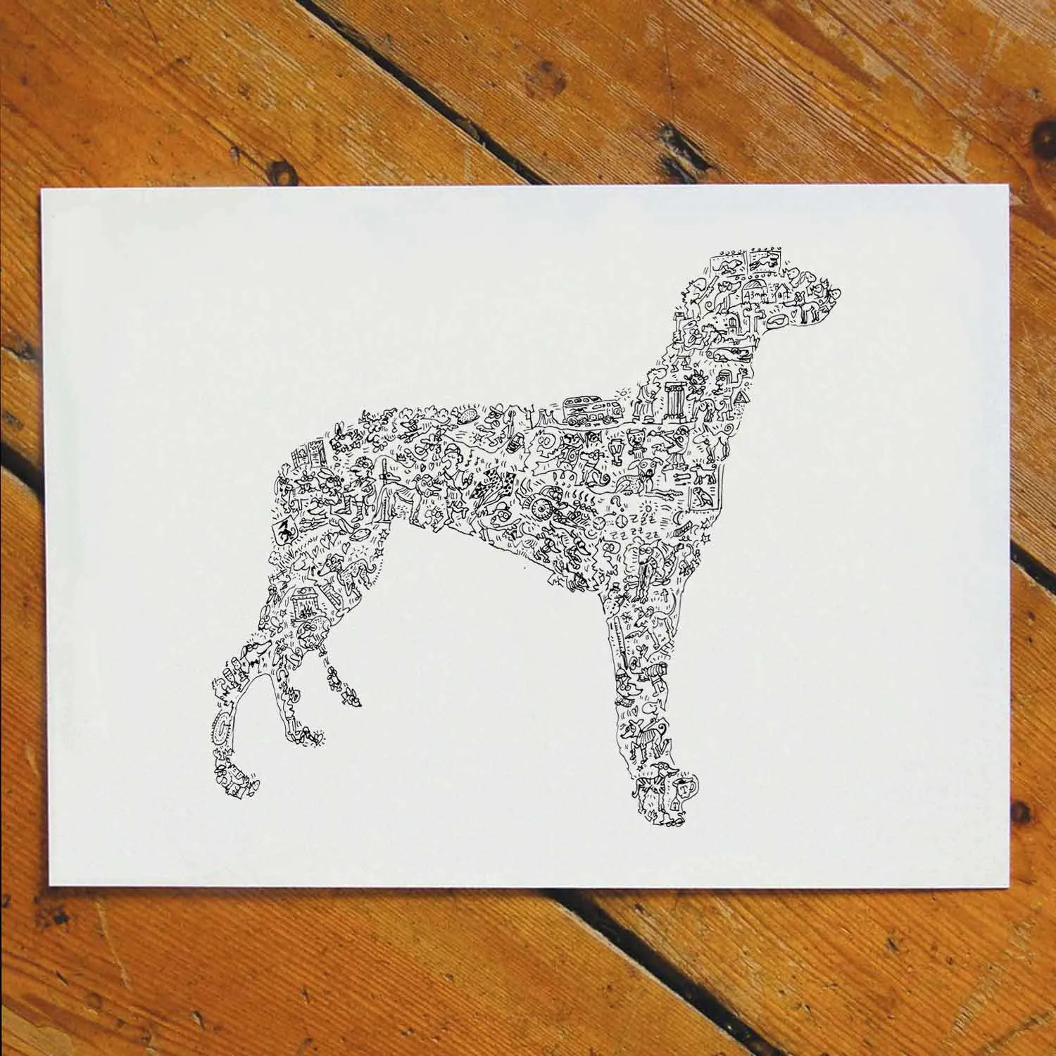 DrawInside Greyhound affiche A3 lévrier chien