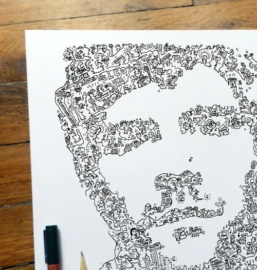 DrawInside James Murphy affiche 20x20 cm LCD Soundsystem