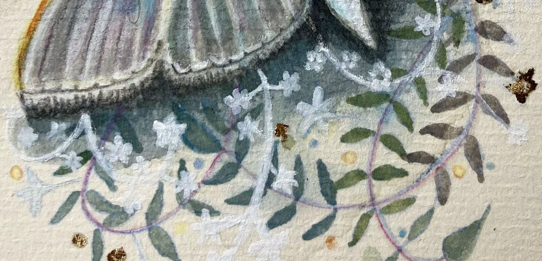 Helena Perry Jasmine Moth miniature aquarelle non encadrée