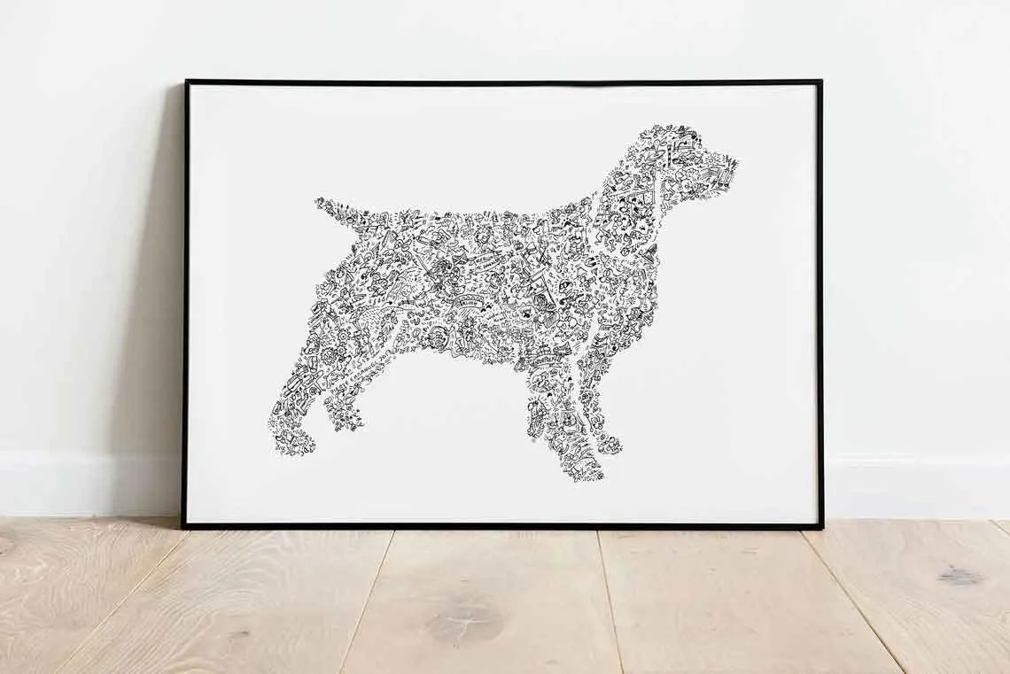 DrawInside English Springer Spaniel affiche A4 chasse