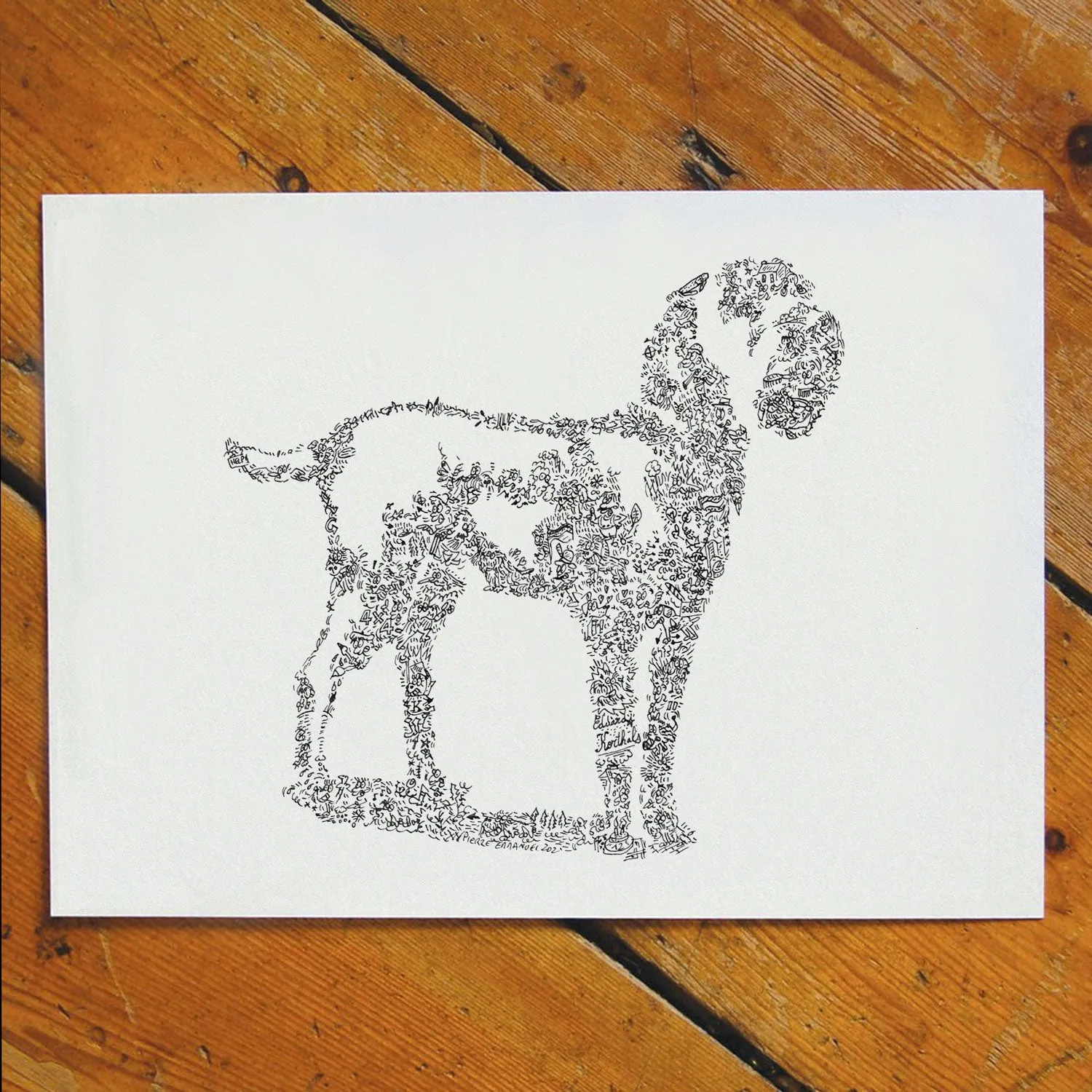 DrawInside Wirehaired Pointing Griffon affiche A4 papier mat