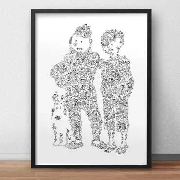 DrawInside Tintin et Tchang affiche A4 21x30 cm encre