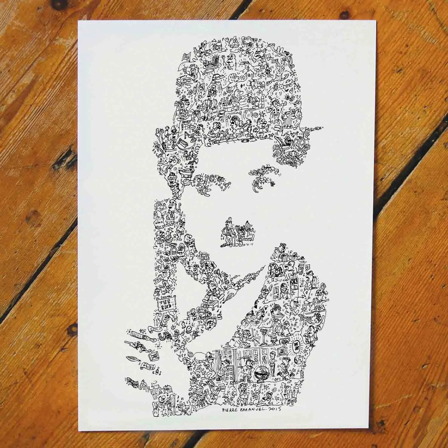 DrawInside Charlie Chaplin affiche A4 21x30 cm dessin signé