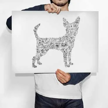 DrawInside Chihuahua affiche A3 30x42 cm papier mat