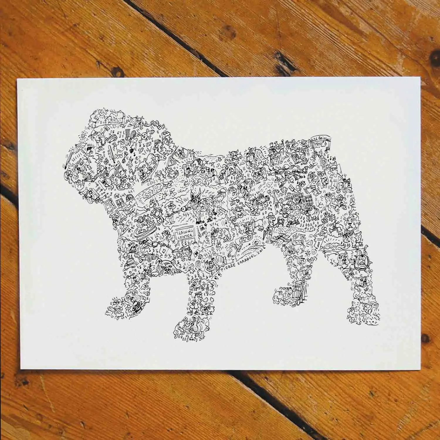 DrawInside Bulldog Anglais affiche A4 21x30 cm