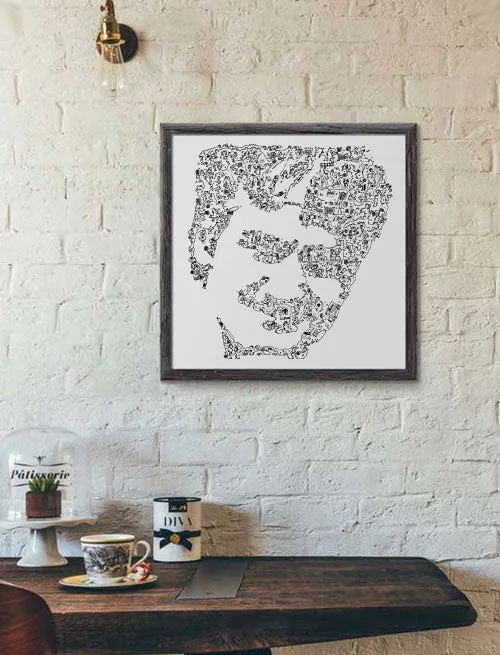 DrawInside Roger Federer affiche 20x20 cm dessin signé