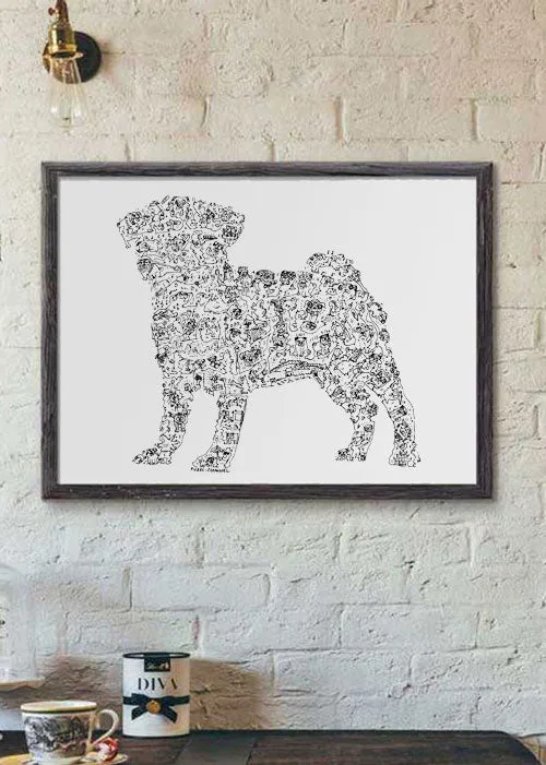 DrawInside Carlin Pug affiche A3 papier mat