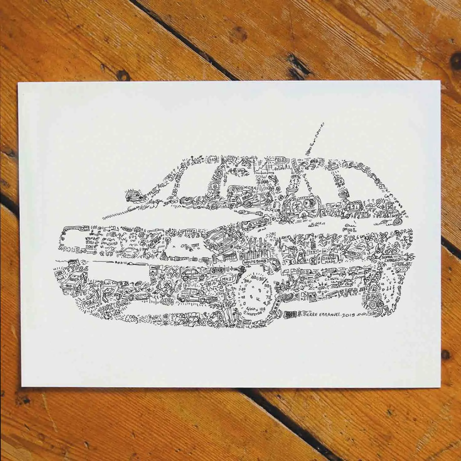 DrawInside VW Polo Mk2 affiche A4 voiture