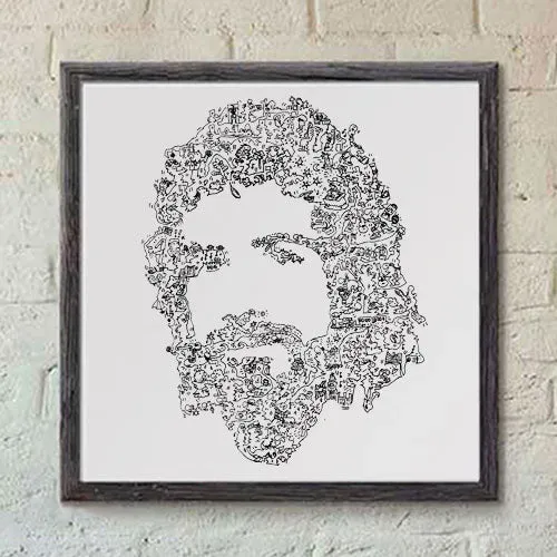 DrawInside Cat Stevens affiche 20x20 cm portrait folk