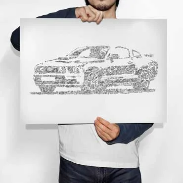 DrawInside Mustang cinquième génération affiche A4 détails V8
