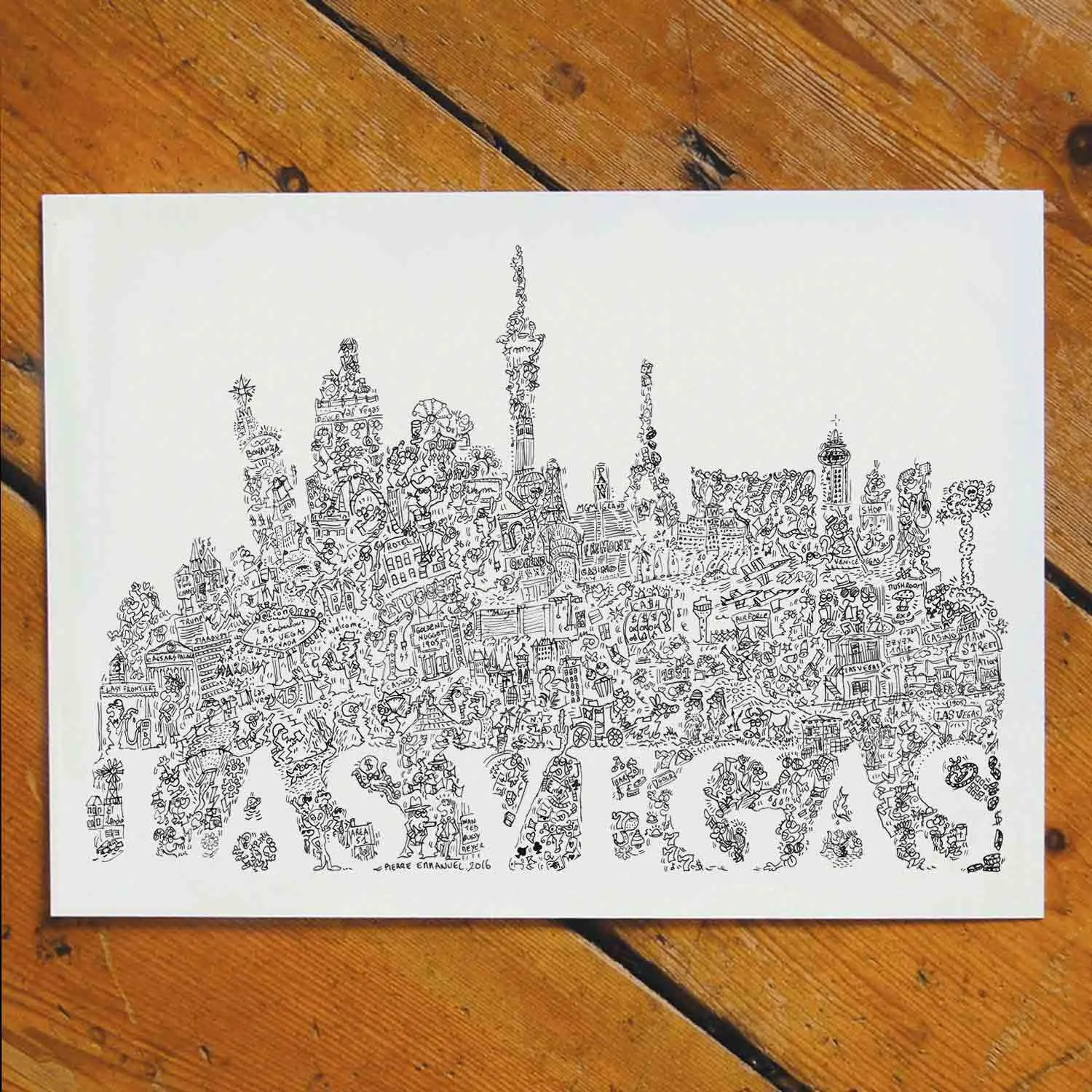 DrawInside Las Vegas affiche A3 ville néons