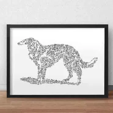 DrawInside Barzoï affiche A3 chien lévrier russe
