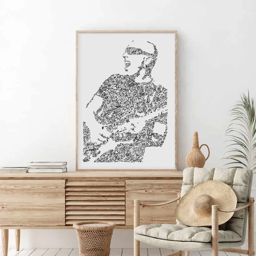DrawInside Joe Satriani affiche A4 guitariste rock