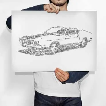 DrawInside Mustang Mach 1 affiche A4 21x30cm auto