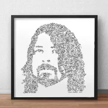 DrawInside Dave Grohl poster rock 30x30 cm papier mat signé