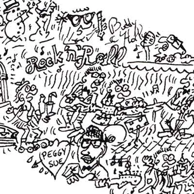 DrawInside Buddy Holly affiche rock A3 30x42 cm lunettes