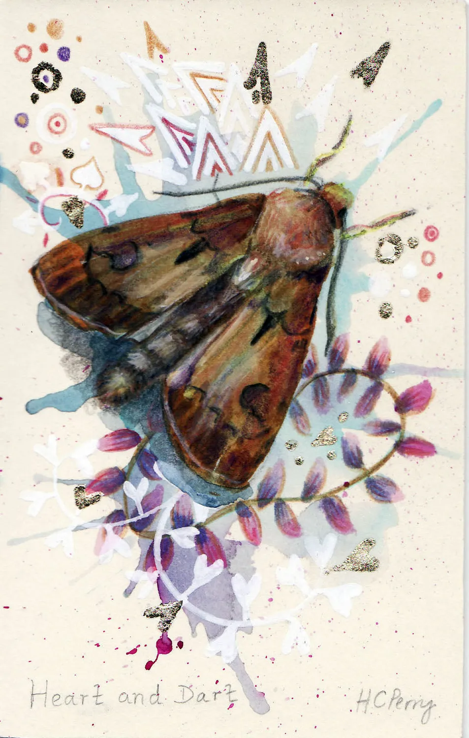 Helena Perry Heart and Dart miniature papillon feuille d'or