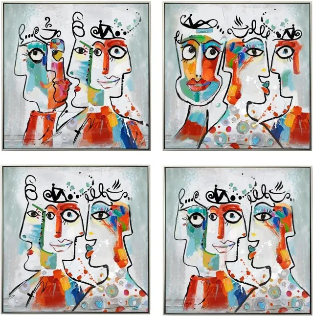 Lacorne Decoration 14481 tableau 40x40 cm lot de 4 moderne