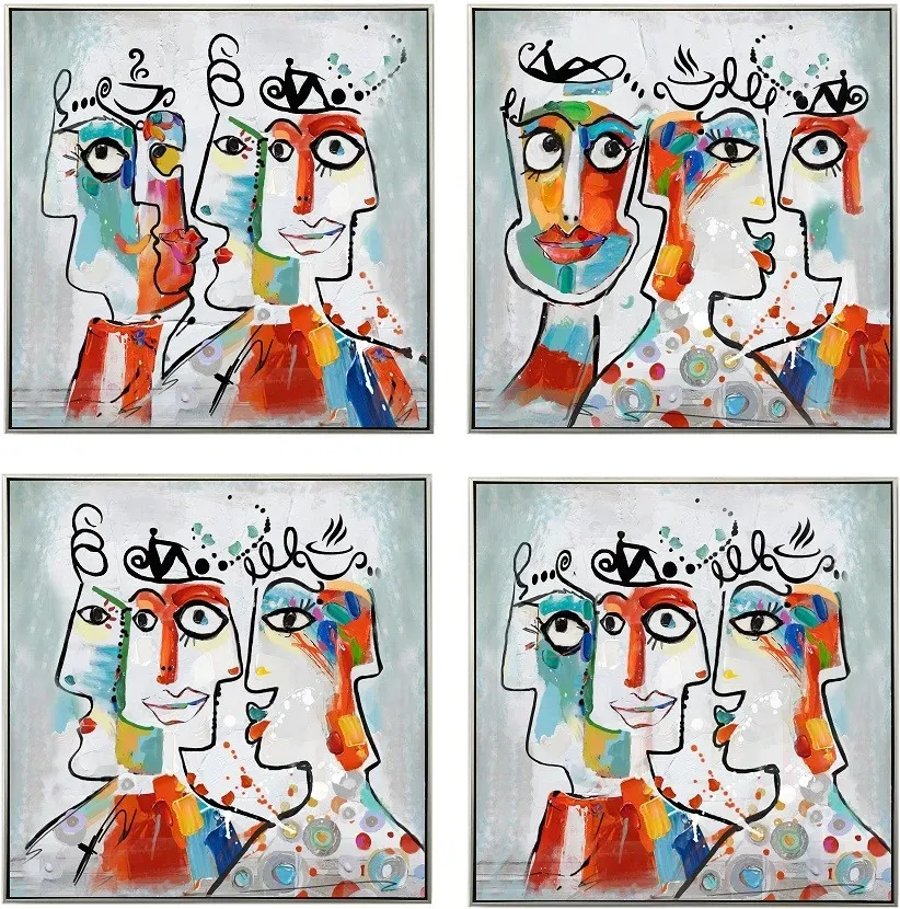 Lacorne Decoration 14481 tableau 40x40 cm lot de 4 moderne